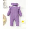 imageRenotemy Newborn Baby Girl Clothes Fall Winter Outfits Infant Rompers Solid Jumpsuits Bodysuit Cute Infant Baby Clothes GirlCotton Purple