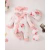 imageRenotemy Newborn Baby Girl Clothes Fall Winter Outfits Infant Rompers Solid Jumpsuits Bodysuit Cute Infant Baby Clothes GirlFloral Pink