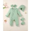 imageRenotemy Newborn Baby Girl Clothes Fall Winter Outfits Infant Rompers Solid Jumpsuits Bodysuit Cute Infant Baby Clothes GirlGreen