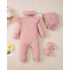 imageRenotemy Newborn Baby Girl Clothes Fall Winter Outfits Infant Rompers Solid Jumpsuits Bodysuit Cute Infant Baby Clothes GirlPink