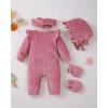 imageRenotemy Newborn Baby Girl Clothes Fall Winter Outfits Infant Rompers Solid Jumpsuits Bodysuit Cute Infant Baby Clothes GirlPurple