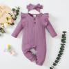 imageRenotemy Newborn Baby Girl Clothes Fall Winter Outfits Infant Rompers Solid Jumpsuits Bodysuit Cute Infant Baby Clothes GirlRibbed Purple