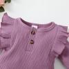 imageRenotemy Newborn Baby Girl Clothes Fall Winter Outfits Infant Rompers Solid Jumpsuits Bodysuit Cute Infant Baby Clothes GirlRibbed Purple