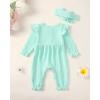 imageRenotemy Newborn Baby Girl Clothes Fall Winter Outfits Infant Rompers Solid Jumpsuits Bodysuit Cute Infant Baby Clothes GirlSolid Mint Green
