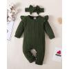 imageRenotemy Newborn Baby Girl Clothes Fall Winter Outfits Infant Rompers Solid Jumpsuits Bodysuit Cute Infant Baby Clothes GirlStrip Green