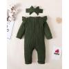 imageRenotemy Newborn Baby Girl Clothes Fall Winter Outfits Infant Rompers Solid Jumpsuits Bodysuit Cute Infant Baby Clothes GirlStrip Green
