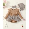 imageRenotemy Newborn Baby Girl Clothes Infant Girl Outfits Knit Romper Dress with Hat Baby Clothes for Girls 018 MonthsApricot Plaid