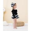 imageRenotemy Newborn Baby Girl Clothes Infant Girl Outfits Knit Romper Dress with Hat Baby Clothes for Girls 018 MonthsBlack Plaid