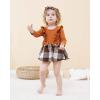 imageRenotemy Newborn Baby Girl Clothes Infant Girl Outfits Knit Romper Dress with Hat Baby Clothes for Girls 018 MonthsBrown Plaid