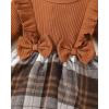 imageRenotemy Newborn Baby Girl Clothes Infant Girl Outfits Knit Romper Dress with Hat Baby Clothes for Girls 018 MonthsBrown Plaid