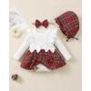 imageRenotemy Newborn Baby Girl Clothes Infant Girl Outfits Knit Romper Dress with Hat Baby Clothes for Girls 018 MonthsRed Plaid