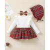 imageRenotemy Newborn Baby Girl Clothes Infant Girl Outfits Knit Romper Dress with Hat Baby Clothes for Girls 018 MonthsRed Plaid