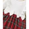 imageRenotemy Newborn Baby Girl Clothes Infant Girl Outfits Knit Romper Dress with Hat Baby Clothes for Girls 018 MonthsRed Plaid