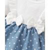 imageRenotemy Newborn Baby Girl Clothes Infant Girl Outfits Knit Romper Dress with Hat Baby Clothes for Girls 018 MonthsWhite Blue