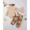 imageRenotemy Newborn Baby Girl Clothes Outfits Infant Romper Ruffle Floral Pants Cute Toddler Baby Girl Clothes SetApricot Plaid