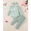 imageRenotemy Newborn Baby Girl Clothes Outfits Infant Romper Ruffle Floral Pants Cute Toddler Baby Girl Clothes SetGreen Daisy