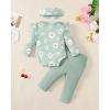 imageRenotemy Newborn Baby Girl Clothes Outfits Infant Romper Ruffle Floral Pants Cute Toddler Baby Girl Clothes SetGreen Daisy