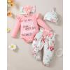 imageRenotemy Newborn Baby Girl Clothes Outfits Infant Romper Ruffle Floral Pants Cute Toddler Baby Girl Clothes SetPink Floral Bowknot