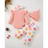 imageRenotemy Newborn Baby Girl Clothes Outfits Infant Romper Ruffle Floral Pants Cute Toddler Baby Girl Clothes SetPink Flower