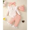 imageRenotemy Newborn Baby Girl Clothes Outfits Infant Romper Ruffle Floral Pants Cute Toddler Baby Girl Clothes SetPink Strip