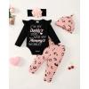 imageRenotemy Newborn Baby Girl Clothes Outfits Infant Romper Ruffle Floral Pants Cute Toddler Baby Girl Clothes SetPinkblack