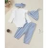 imageRenotemy Newborn Baby Girl Clothes Outfits Infant Romper Ruffle Floral Pants Cute Toddler Baby Girl Clothes SetWhite Blue Strip