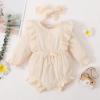 imageRenotemy Newborn Infant Baby Girl Clothes Cotton Linen Rompers Solid Ruffle Jumpsuits Infant Baby Clothes GirlBeige
