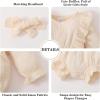 imageRenotemy Newborn Infant Baby Girl Clothes Cotton Linen Rompers Solid Ruffle Jumpsuits Infant Baby Clothes GirlBeige