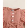 imageRenotemy Newborn Infant Baby Girl Clothes Cotton Linen Rompers Solid Ruffle Jumpsuits Infant Baby Clothes GirlBrick Red