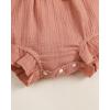 imageRenotemy Newborn Infant Baby Girl Clothes Cotton Linen Rompers Solid Ruffle Jumpsuits Infant Baby Clothes GirlBrick Red