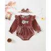 imageRenotemy Newborn Infant Baby Girl Clothes Cotton Linen Rompers Solid Ruffle Jumpsuits Infant Baby Clothes GirlPink Velvet