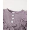 imageRenotemy Newborn Infant Baby Girl Clothes Cotton Linen Rompers Solid Ruffle Jumpsuits Infant Baby Clothes GirlPurple