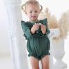 imageRenotemy Newborn Infant Baby Girl Clothes Cotton Linen Rompers Solid Ruffle Jumpsuits Infant Baby Clothes GirlSolid Greenlong Sleeve