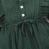 imageRenotemy Newborn Infant Baby Girl Clothes Cotton Linen Rompers Solid Ruffle Jumpsuits Infant Baby Clothes GirlSolid Greenlong Sleeve