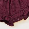 imageRenotemy Newborn Infant Baby Girl Clothes Cotton Linen Rompers Solid Ruffle Jumpsuits Infant Baby Clothes GirlSolid Redlong Sleeve 2pcs