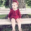 imageRenotemy Newborn Infant Baby Girl Clothes Cotton Linen Rompers Solid Ruffle Jumpsuits Infant Baby Clothes GirlSolid Redlong Sleeve 2pcs