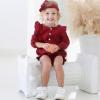 imageRenotemy Newborn Infant Baby Girl Clothes Cotton Linen Rompers Solid Ruffle Jumpsuits Infant Baby Clothes GirlSolid Redlong Sleeve 2pcs