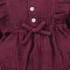 imageRenotemy Newborn Infant Baby Girl Clothes Cotton Linen Rompers Solid Ruffle Jumpsuits Infant Baby Clothes GirlSolid Redlong Sleeve 2pcs