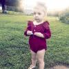 imageRenotemy Newborn Infant Baby Girl Clothes Cotton Linen Rompers Solid Ruffle Jumpsuits Infant Baby Clothes GirlSolid Redlong Sleeve 2pcs