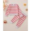 imageRenotemy Newborn Infant Baby Girl Clothes Outfits Fall Winter Long Sleeve Sweatshirts Pants Cute Baby Girl Outfits SetPink Strip