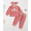 imageRenotemy Newborn Infant Baby Girl Clothes Outfits Fall Winter Long Sleeve Sweatshirts Pants Cute Baby Girl Outfits SetPink Velour