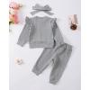 imageRenotemy Newborn Infant Baby Girl Clothes Outfits Fall Winter Long Sleeve Sweatshirts Pants Cute Baby Girl Outfits SetSolid Gray