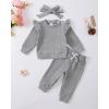 imageRenotemy Newborn Infant Baby Girl Clothes Outfits Fall Winter Long Sleeve Sweatshirts Pants Cute Baby Girl Outfits SetSolid Gray