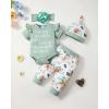 imageRenotemy Newborn Infant Baby Girl Clothes Summer Outfits Infant Romper Pants Cute Toddler Girl Clothes Gift SetGreen Floral