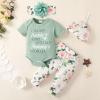 imageRenotemy Newborn Infant Baby Girl Clothes Summer Outfits Infant Romper Pants Cute Toddler Girl Clothes Gift SetLight Mint