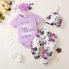 imageRenotemy Newborn Infant Baby Girl Clothes Summer Outfits Infant Romper Pants Cute Toddler Girl Clothes Gift SetLight Purple