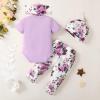 imageRenotemy Newborn Infant Baby Girl Clothes Summer Outfits Infant Romper Pants Cute Toddler Girl Clothes Gift SetLight Purple