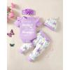 imageRenotemy Newborn Infant Baby Girl Clothes Summer Outfits Infant Romper Pants Cute Toddler Girl Clothes Gift SetPurpleflower