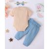 imageRenotemy Newborn Infant Baby Girl Clothes Summer Outfits Infant Romper Pants Cute Toddler Girl Clothes Gift SetRib Blue