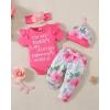 imageRenotemy Newborn Infant Baby Girl Clothes Summer Outfits Infant Romper Pants Cute Toddler Girl Clothes Gift SetRose Pink